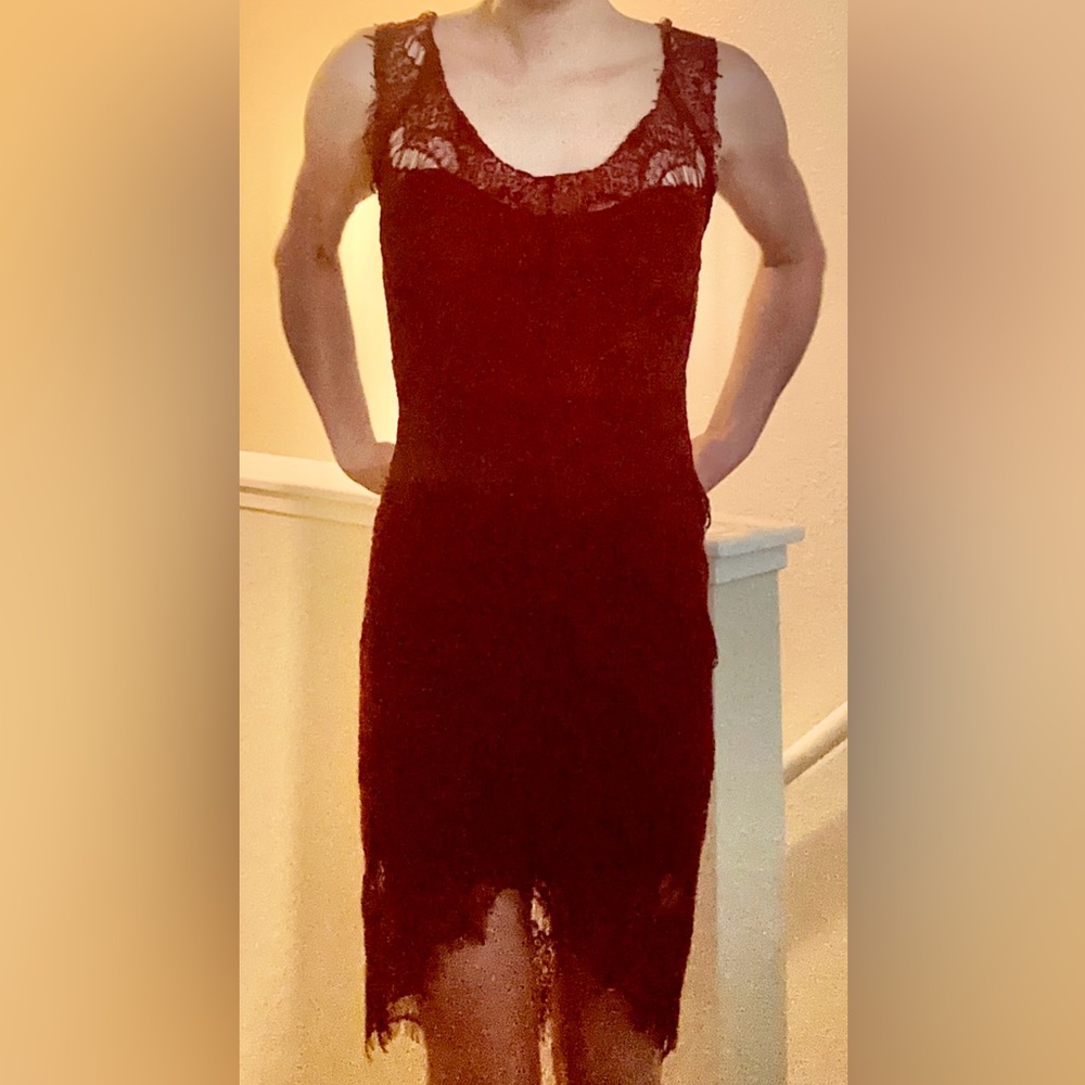 Free People Intimately Lace Dress in Deep Cranberry